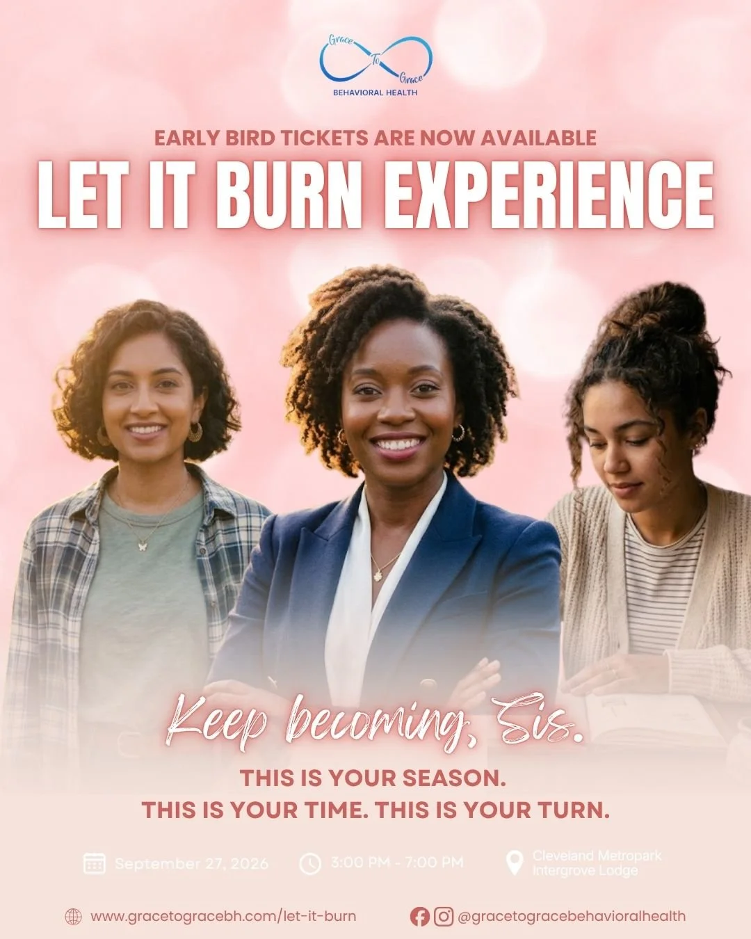 WHAT ARE YOU READY TO RELEASE?

Let It Burn&trade; is a space to pause, get honest, release what no longer serves you, and make room for who you are becoming.

Your seat is waiting. Everyone is welcome.

📅 September 27, 2026
📍 Cleveland Metroparks 