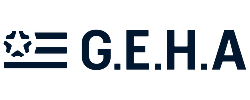 G.E.H.A logo with a star and horizontal lines to the left of the text