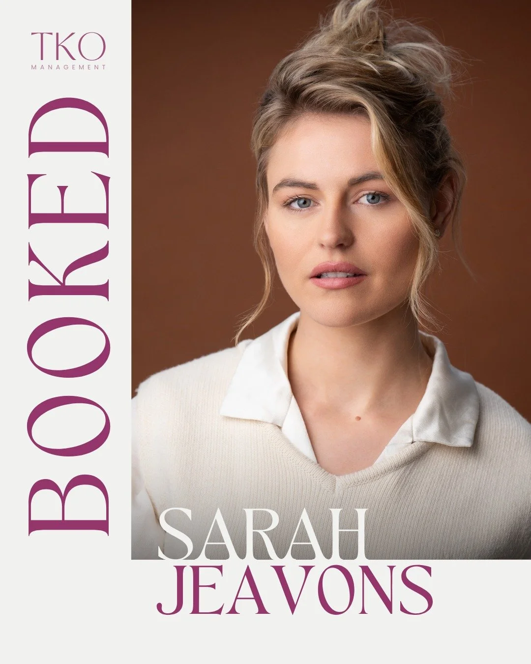 Congratulations SARAH JEAVONS who's been working on a national tv commercial this week. Incredible work, from this absolute powerhouse!