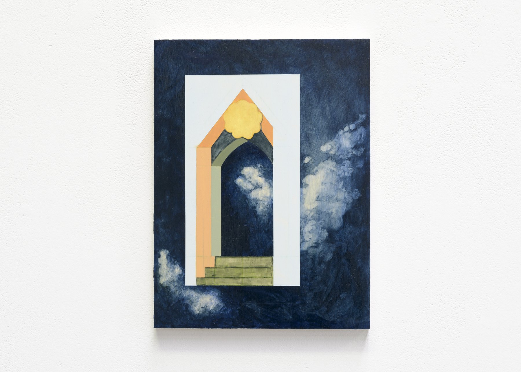 Biscuit Gate II, 2019. Oil on wooden board, 200 x 350 mm. Image courtesy of Aaron Christopher Rees.