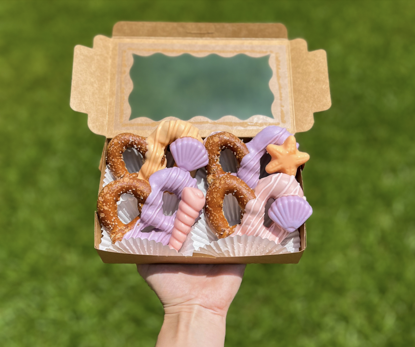 Mermaid pretzels half dipped