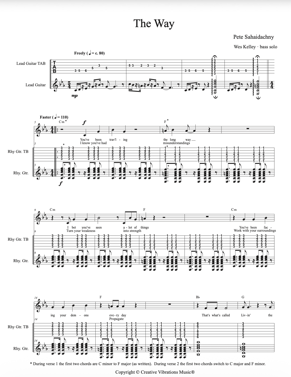 Sunday Bummer - notation and tabs