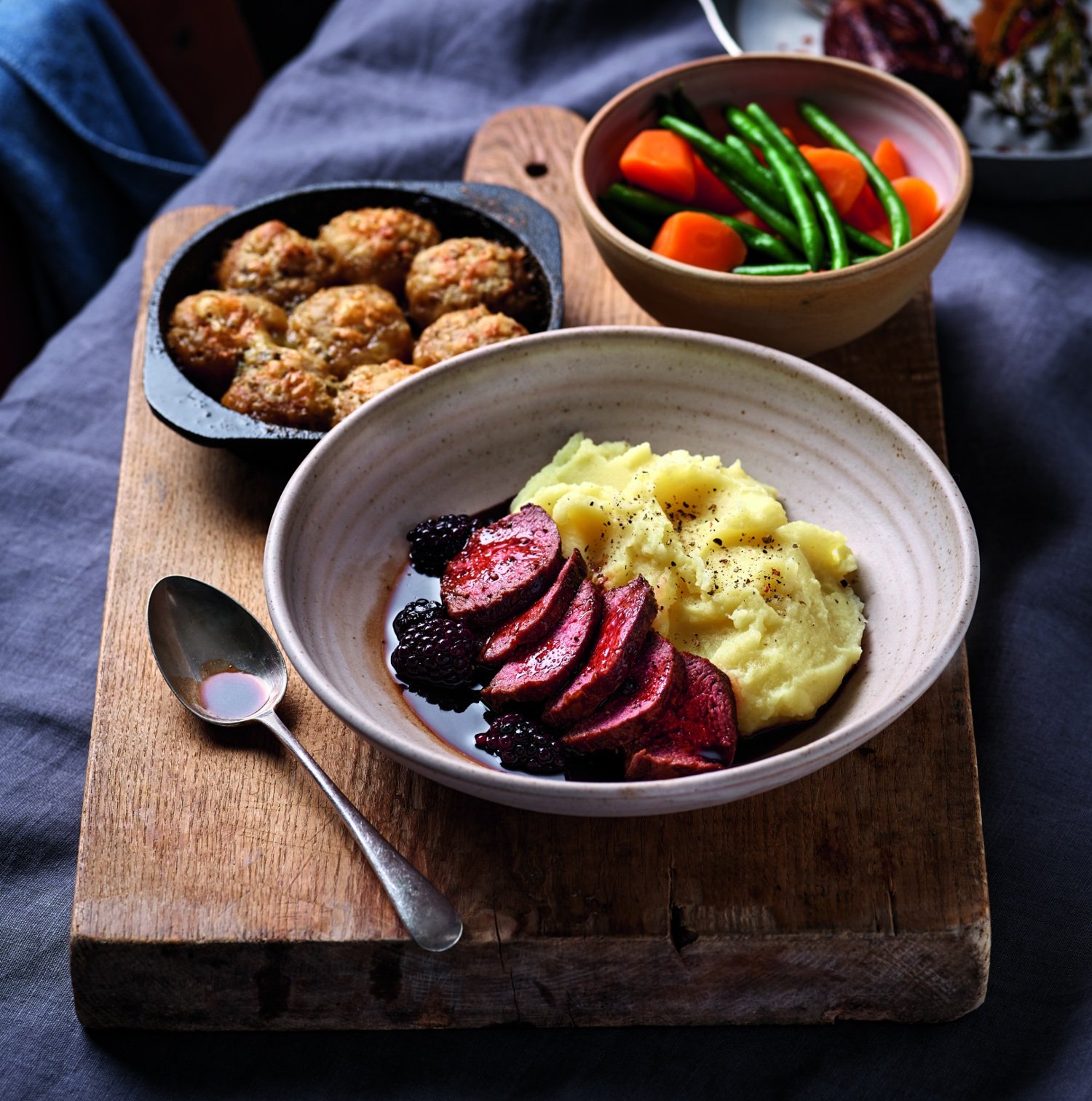 Sherwood Forest venison with blackberries and Stilton dumplings