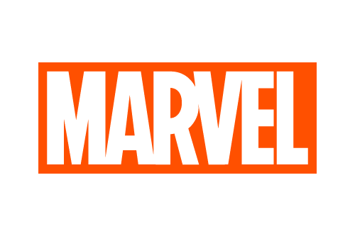 Logo de Marvel en fondo negro con borde naranja