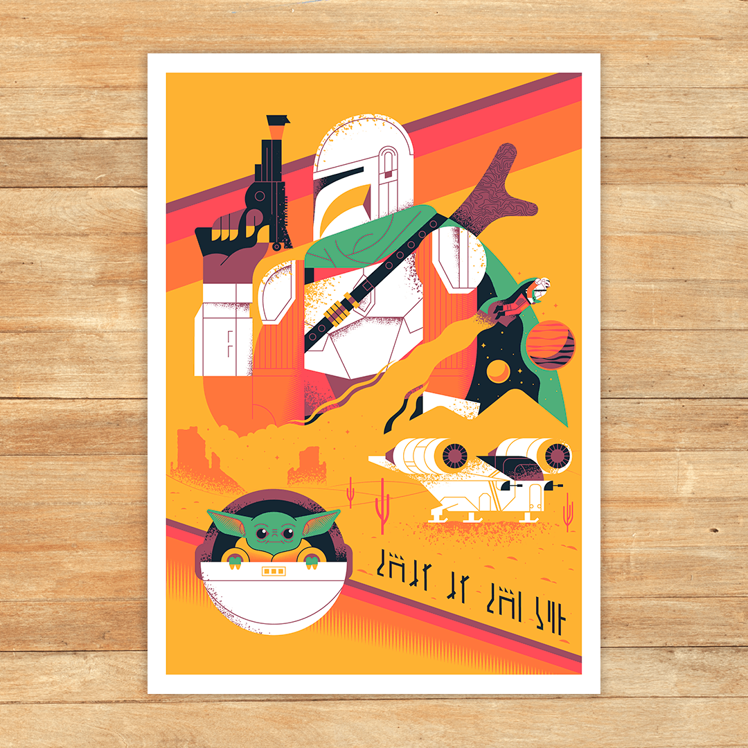 The Mandalorian and Baby Yoda art print