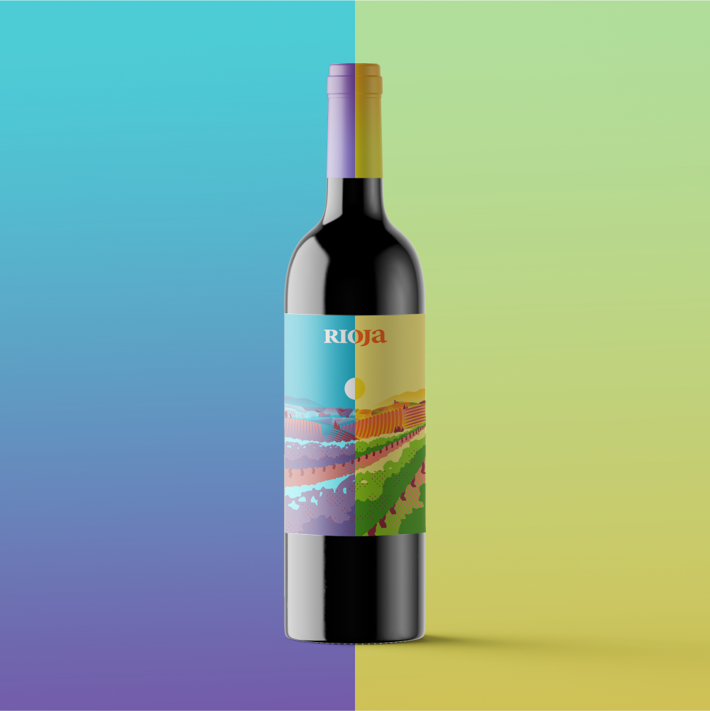 Illustrated wine label for La Rioja TV spot