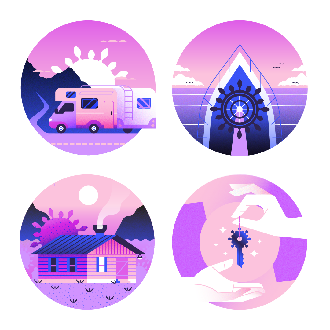 Viajar después del COVID: spot illustrations