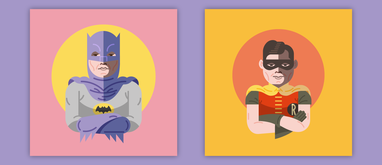 batman and robin illustration from the 60s tv serie
