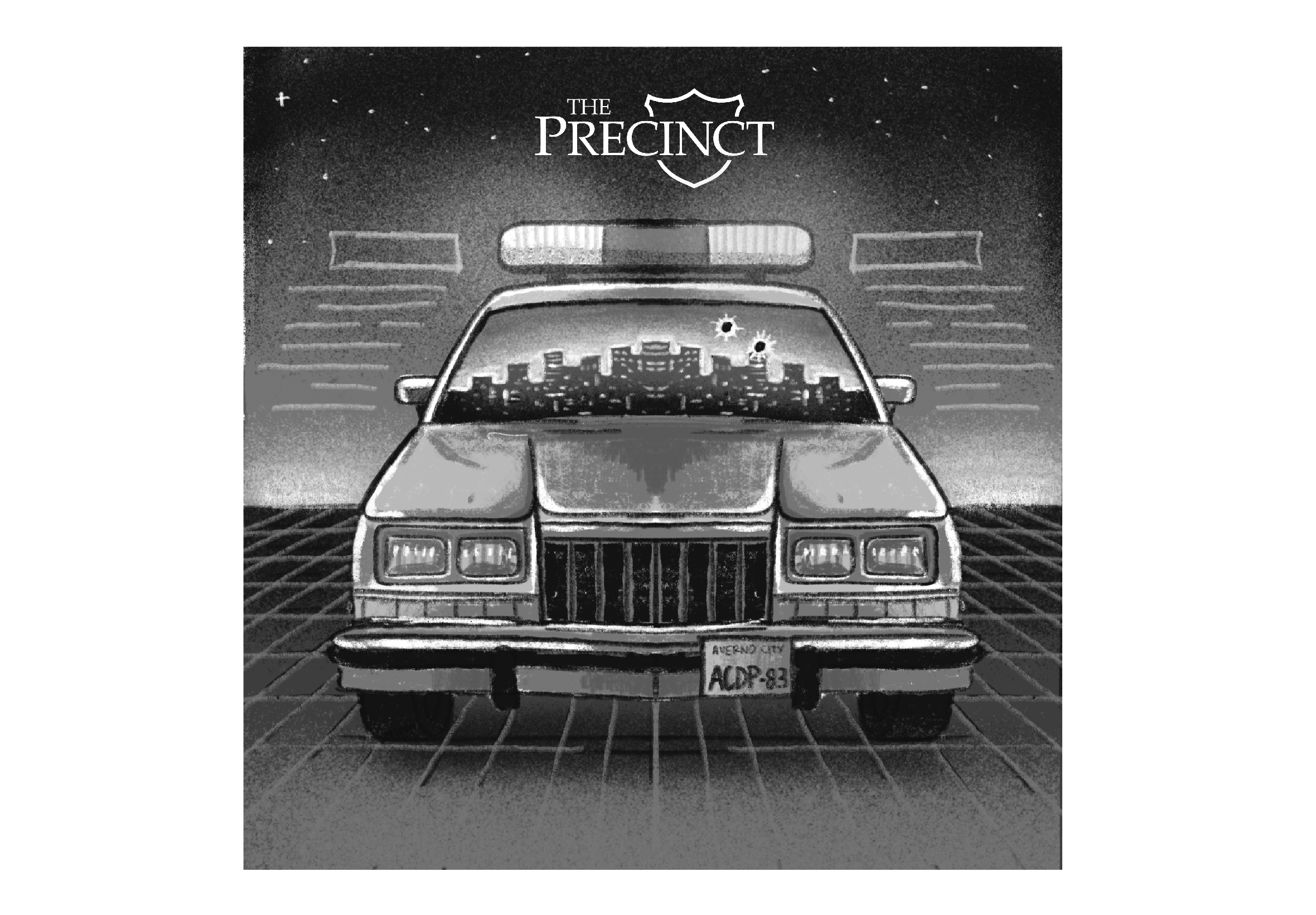 Sketches and drawings for The Precint videogame original soundtrack album artwork