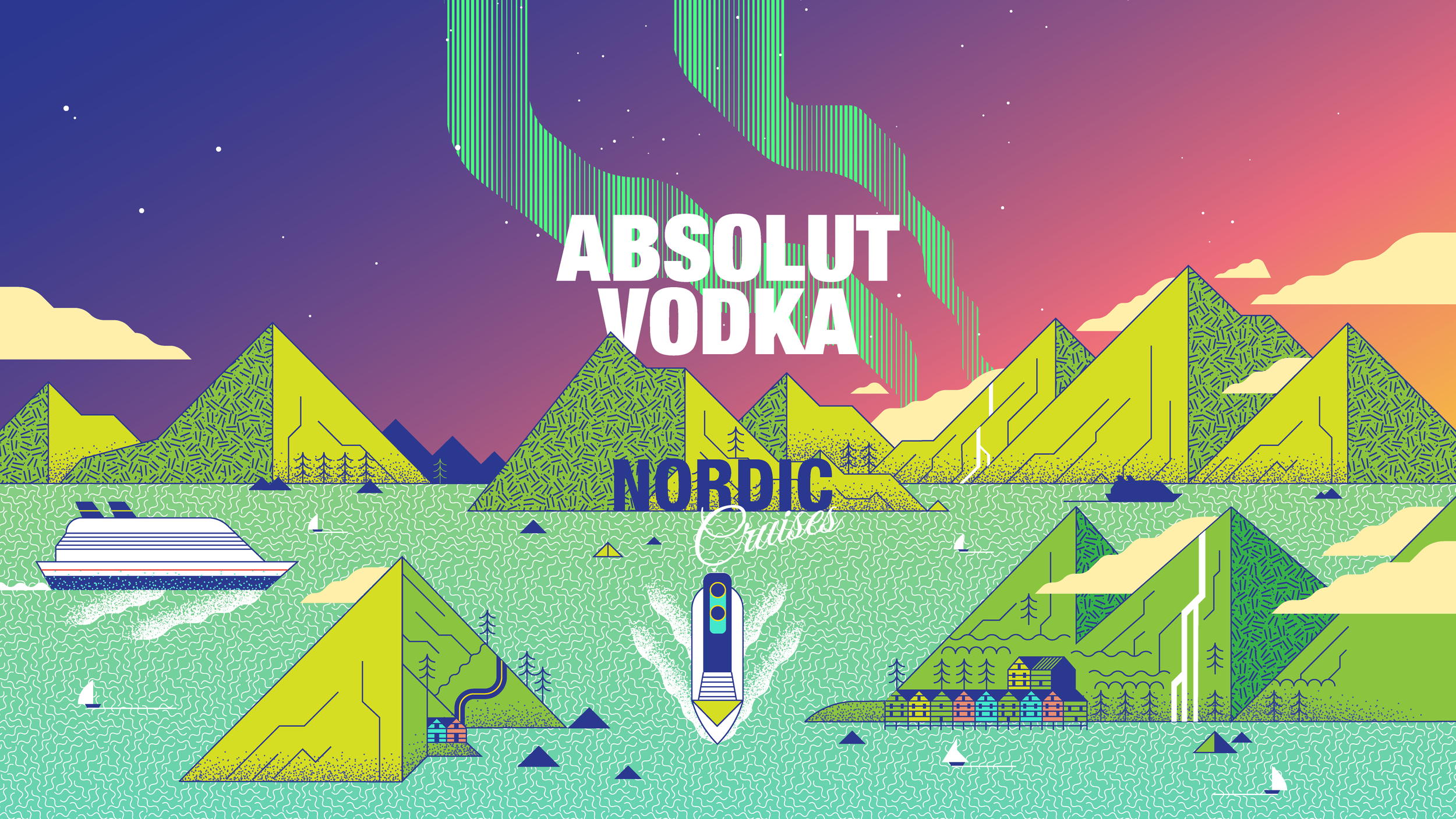 absolut vodka illustration packaging design