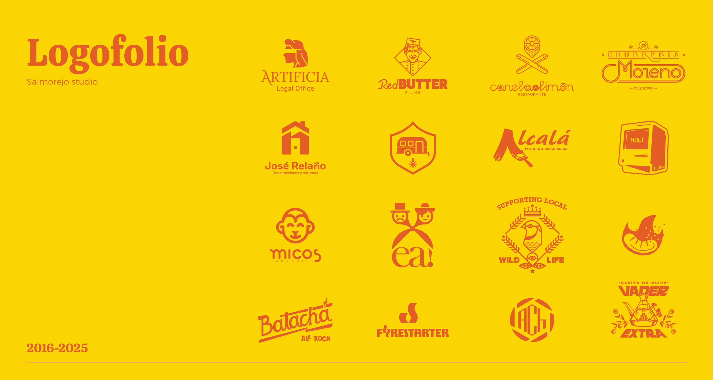 logofolio is a collection of logos for middle and small business as tech workshops, restaurants, filmmakers, lawyers and food.