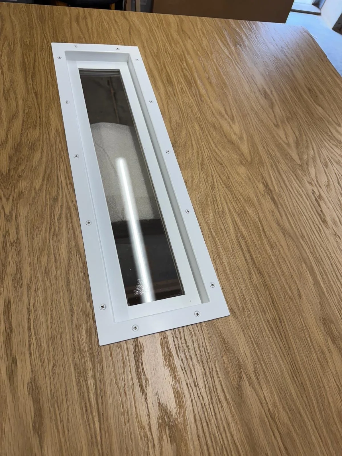 FD120 glazing with an Oak veneered finish