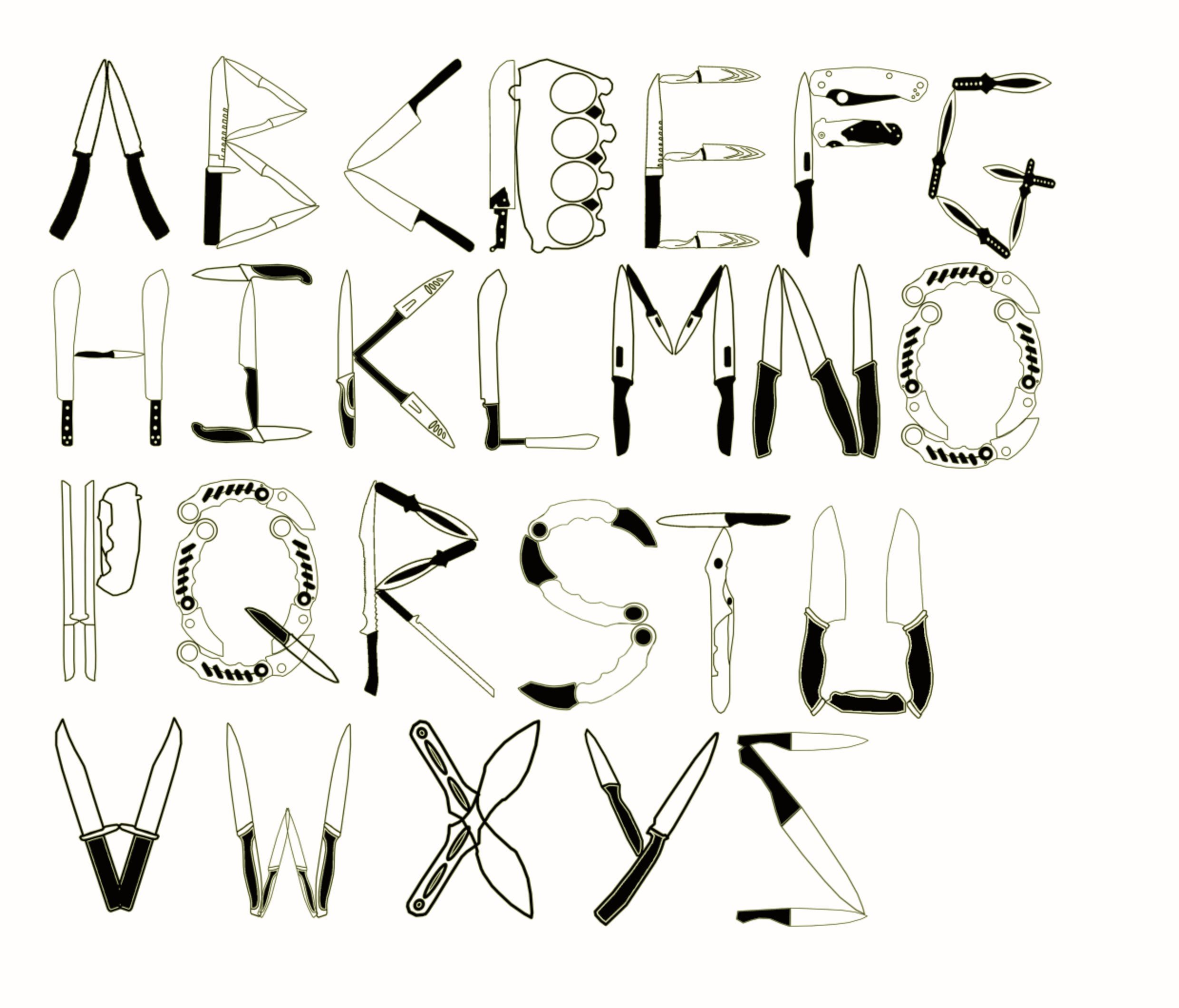 Knife typeface created for my book "Shattered Reflections"