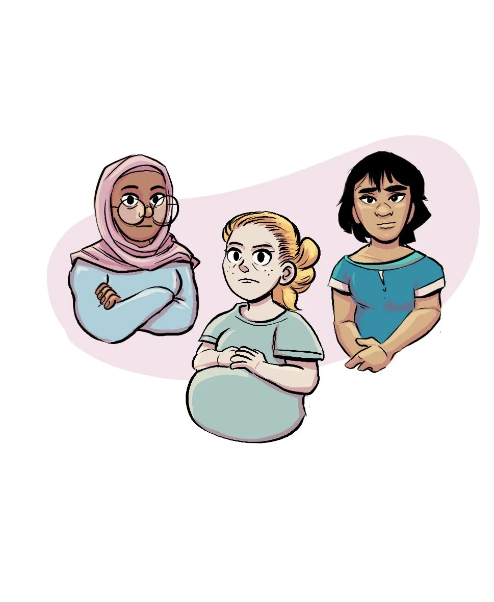 Plusieurs femmes dessinées pour le Lexique des Parentalités