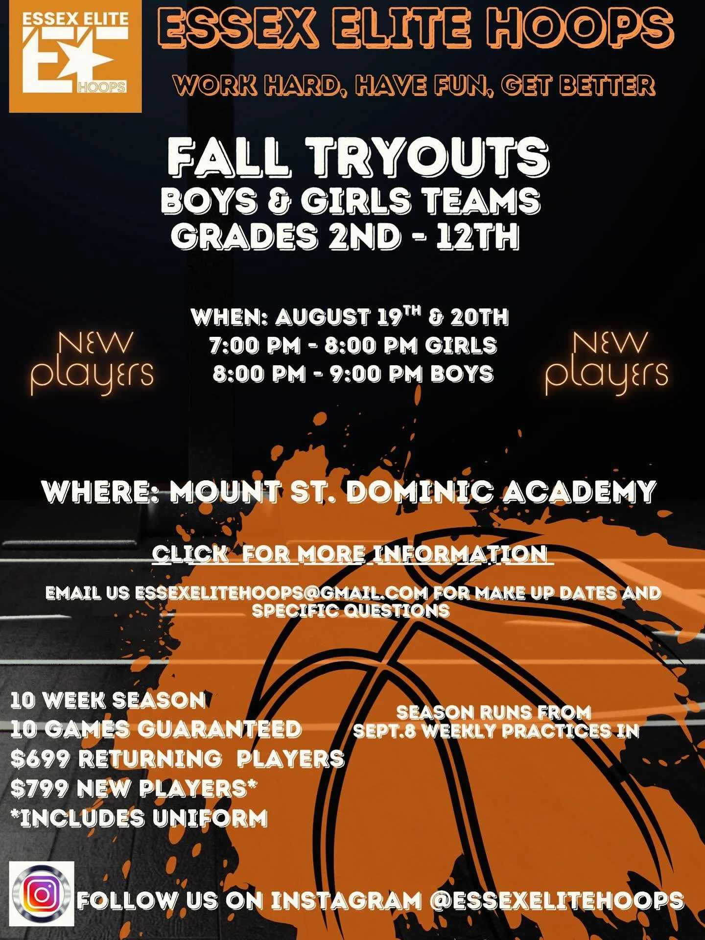 Fall Seaon Loading!  Click the link in our bio for more info and to register. Great things happening and big things coming in just the start of our 2nd year.  Let's go!  Work hard, have fun, get better!