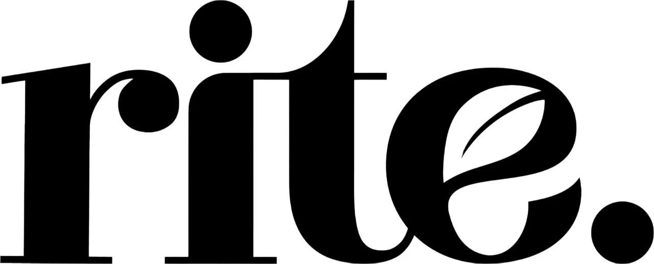 Black logo with the word 'rite' where the letter 'e' includes a leaf design.