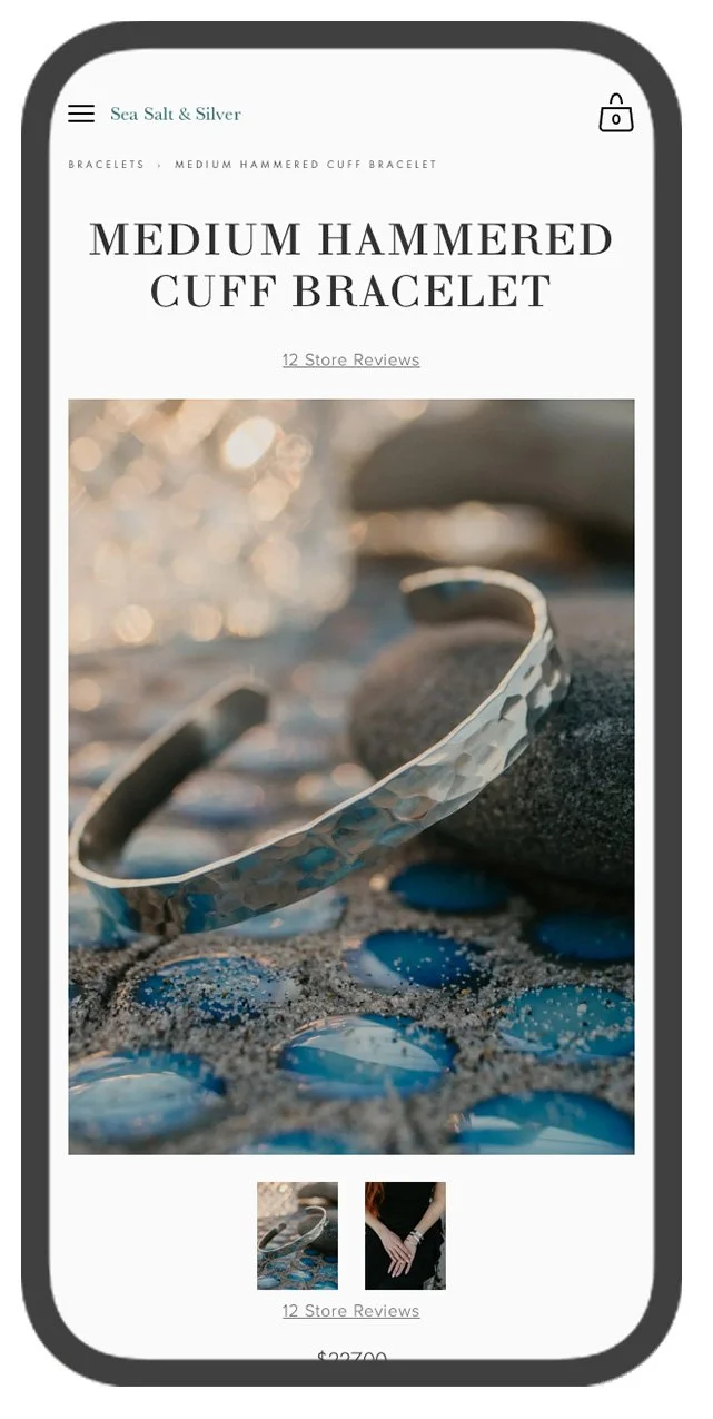 Sea Salt & Silver hammered cuff bracelet