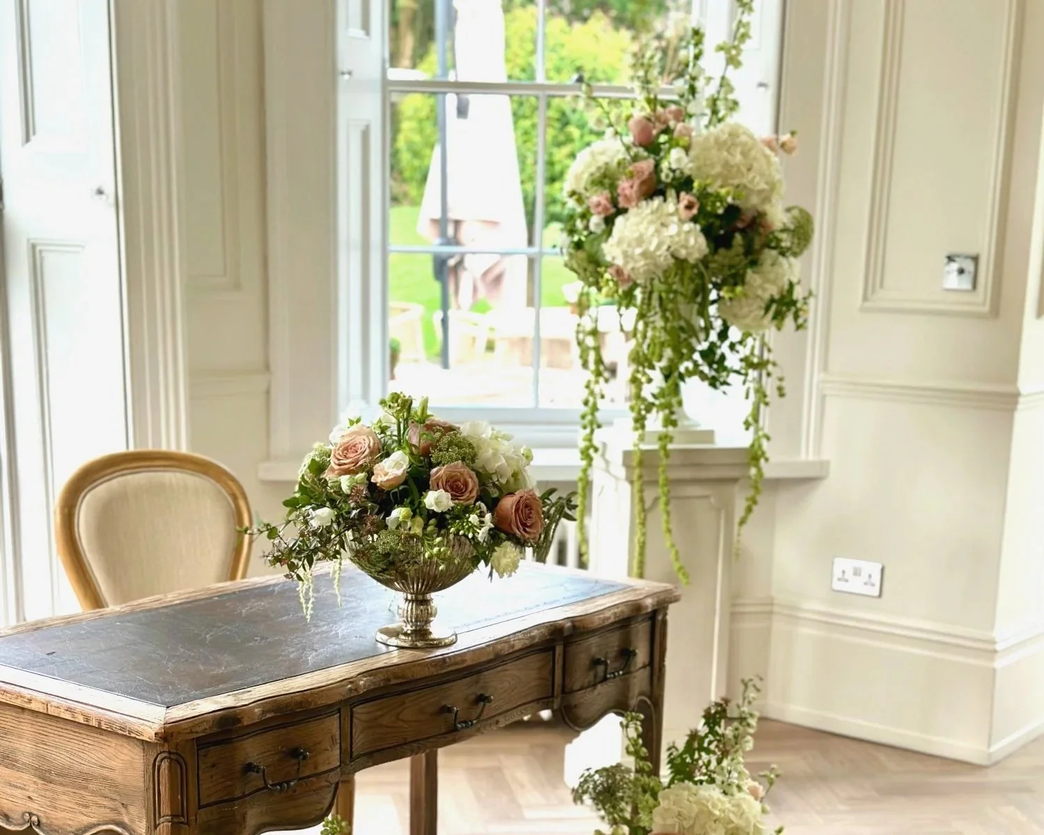 Romantic bespoke wedding flowers in a natural garden-inspired style, designed for couples who love flowers and thoughtful detail