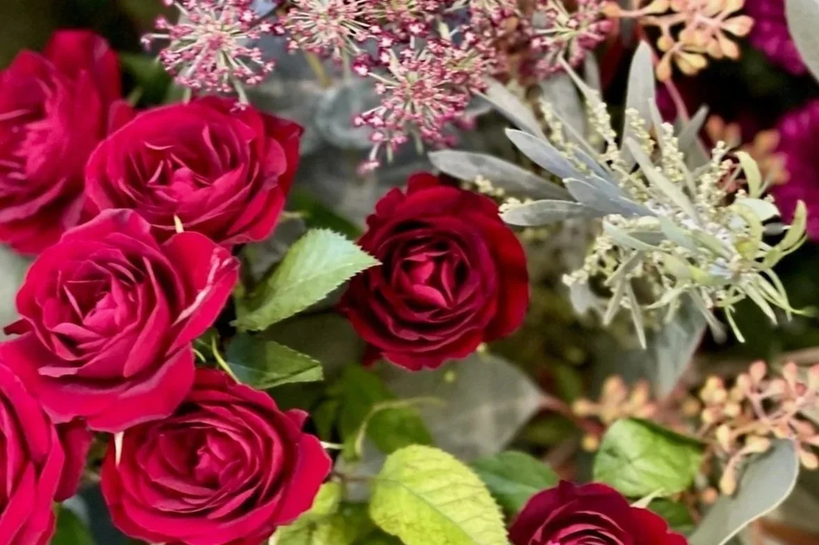 Valentine’s flower collection featuring modern red roses and seasonal bouquets designed by Stems at 24 in Nottingham