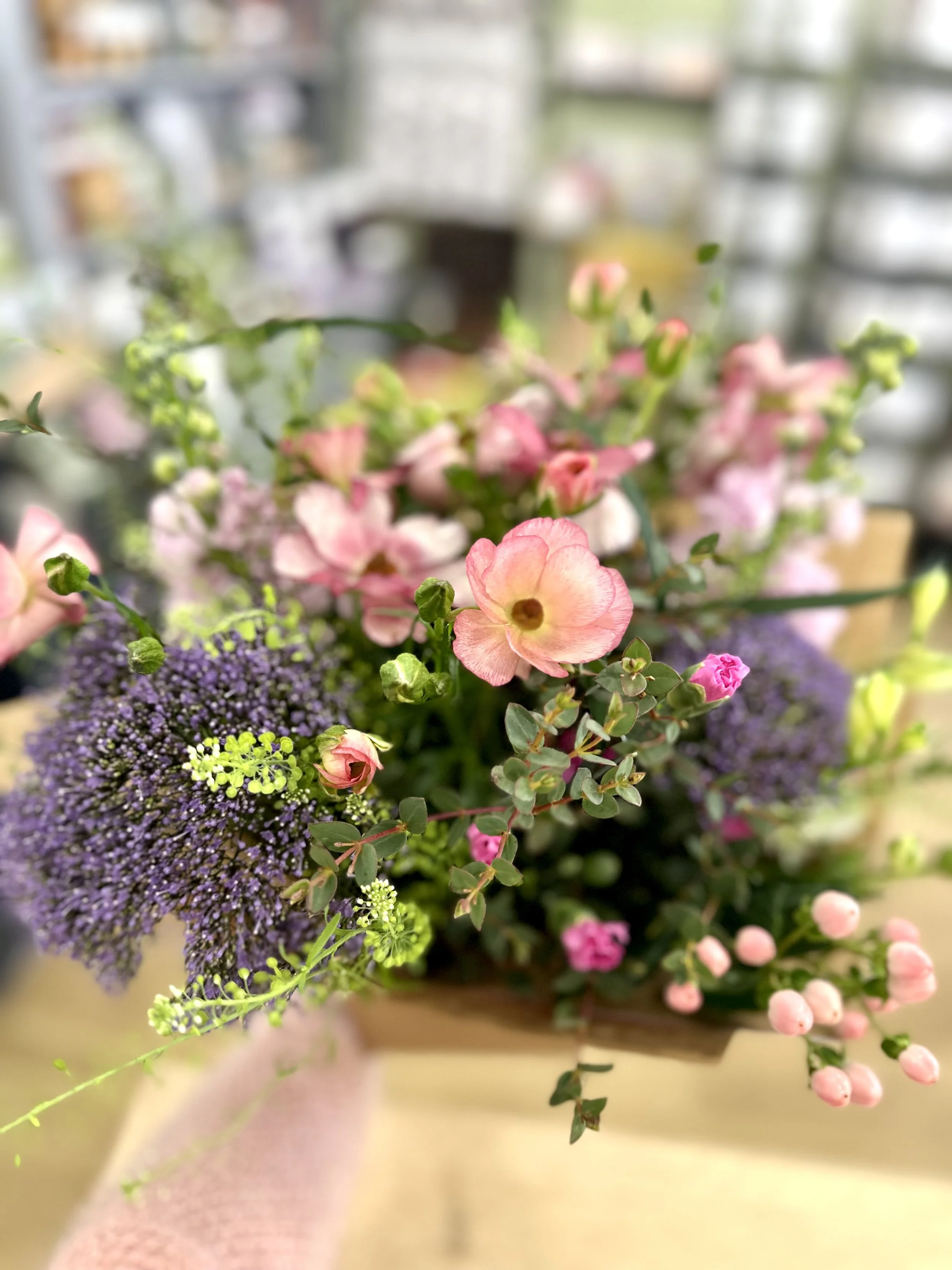 Pear Tree Orchard bouquet featuring soft pastel flowers in a natural, garden-inspired style