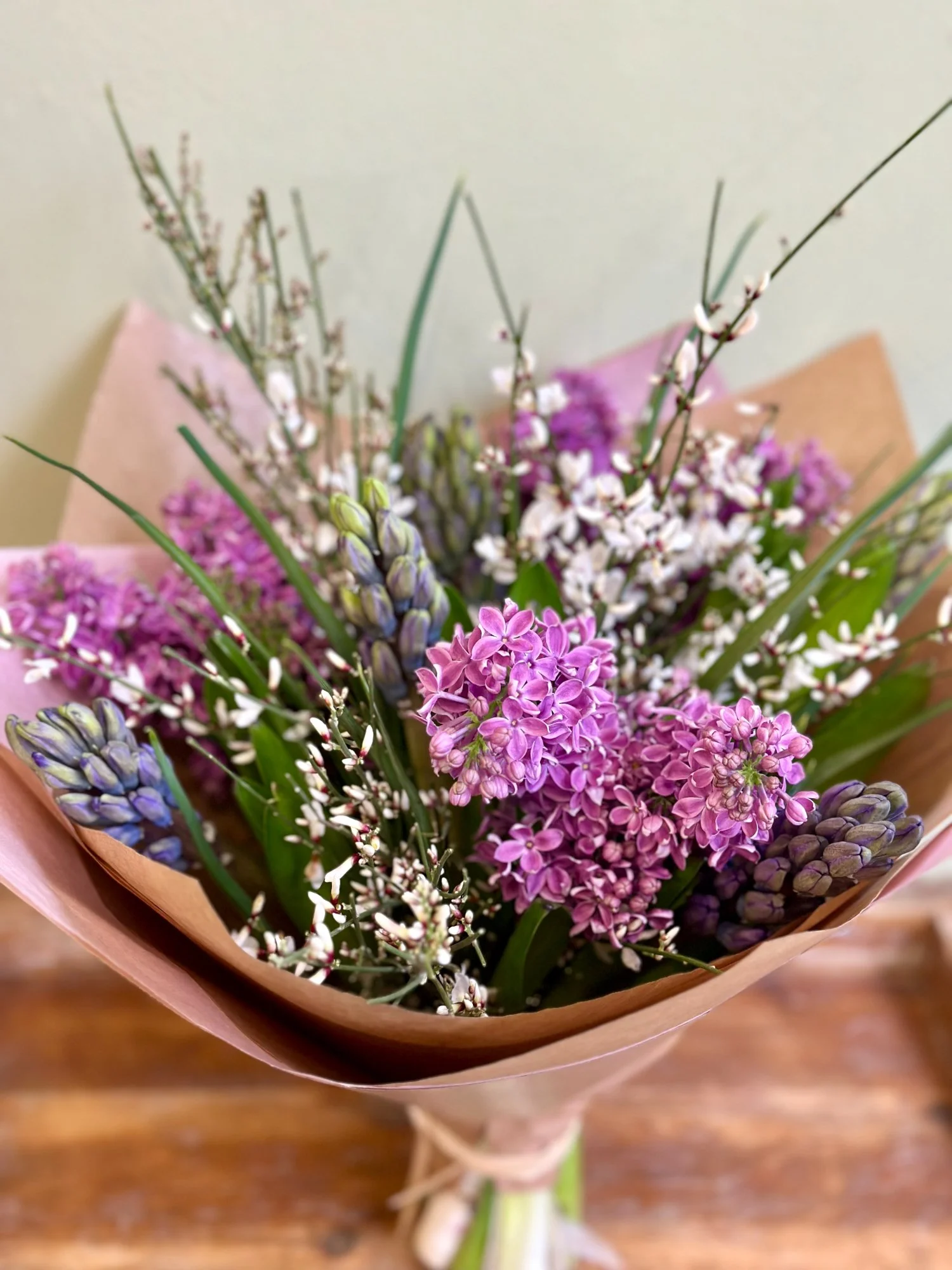 Spring bouquet designed with seasonal scented flowers
