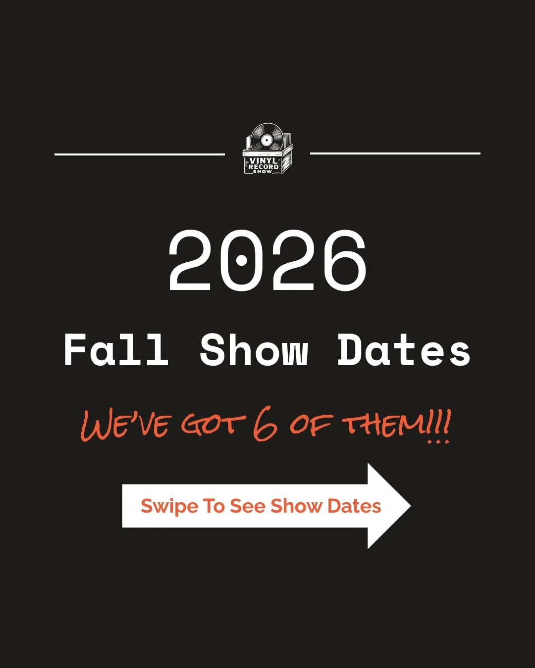🍁 FALL SHOW SCHEDULE ANNOUNCEMENT! 🍁

Howdy Y'all, 

For those of you who suffer in summer heat, we bring tidings of cooler weather.

Our full fall lineup of record shows is set! Mark your calendars, clear your schedule, and get ready to dig throug