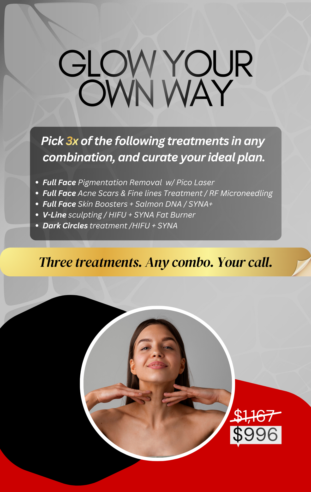 Choose any 3 advanced Korean skin treatments to target pigmentation, melasma, acne scars, fine lines, and skin rejuvenation at a leading Melbourne Korean skin clinic.