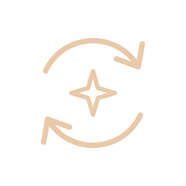 Icon of two curved arrows forming a circle around a star, representing refresh or sync.