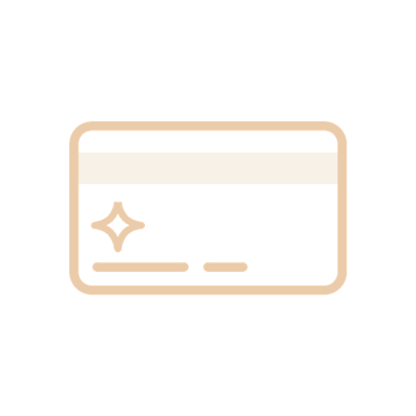 Icon of a credit card with a sparkle symbol