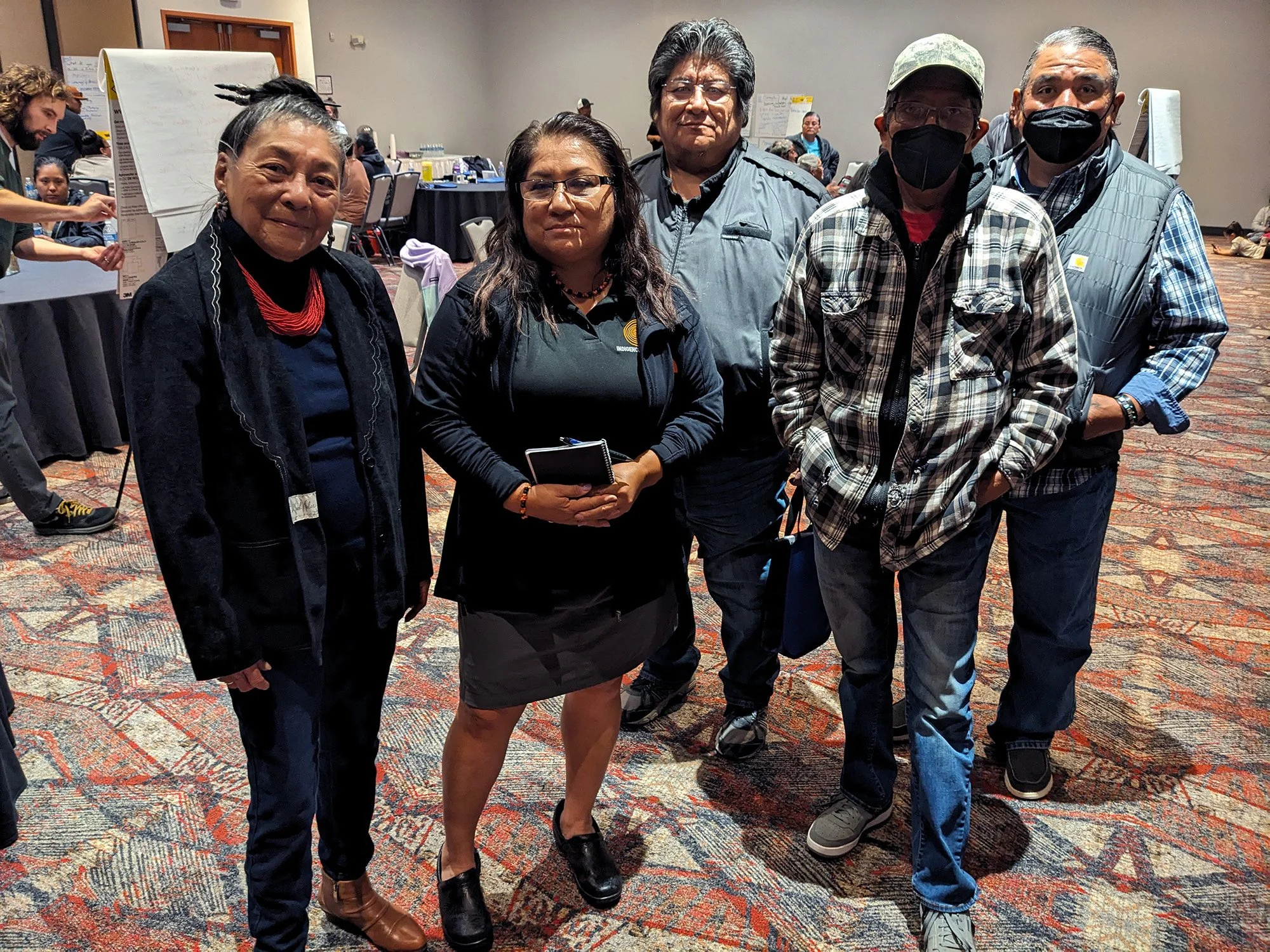Community members gather to discuss housing needs at a community meal held at the Dancing Eagle Casino in Paraje, New Mexico, in October 2024.