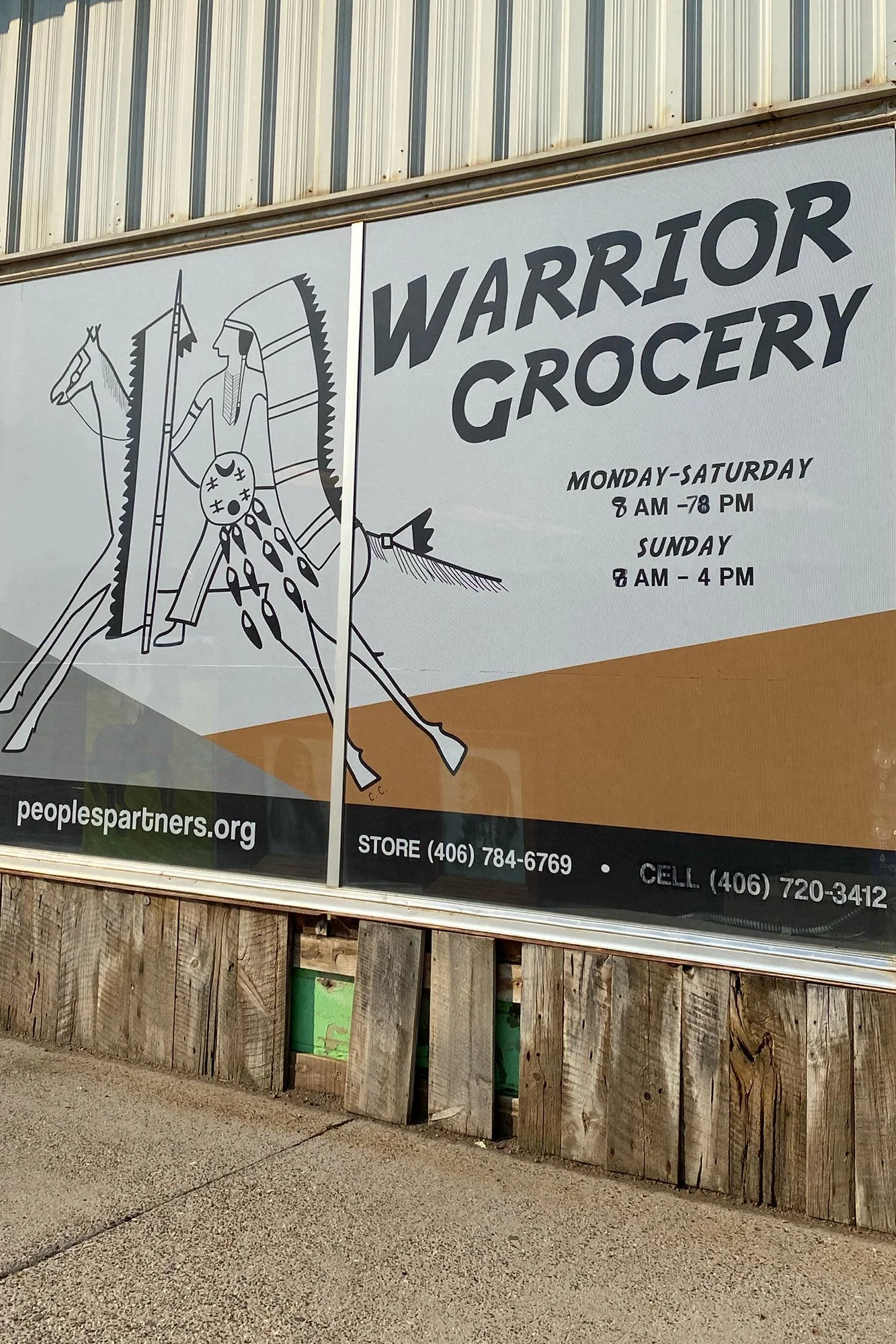 Outside Warrior Grocery in Ashland, Montana. 