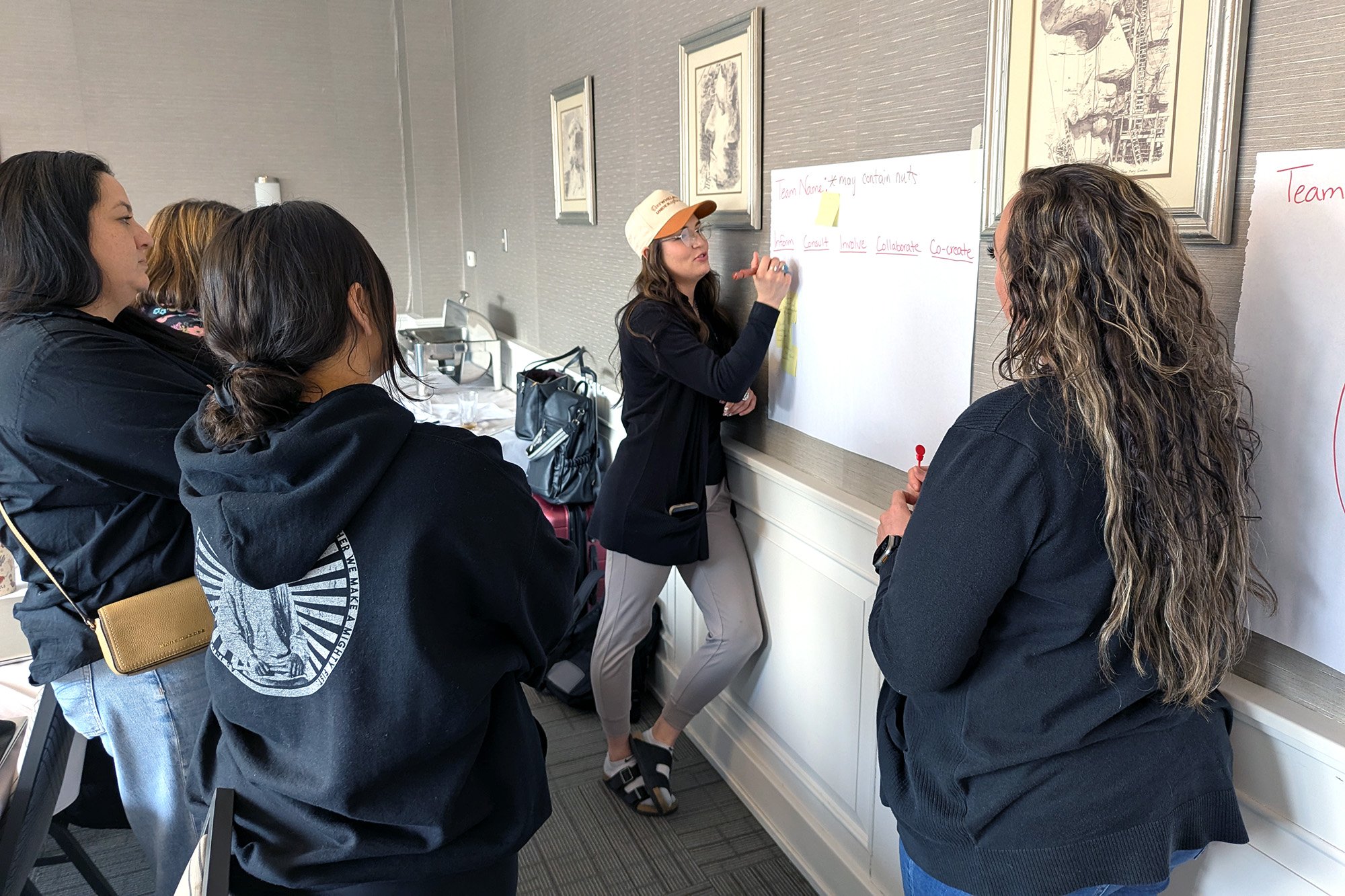 Participants brainstorm ideas during a strategic planning session in Eagle Butte, South Dakota, in 2025.