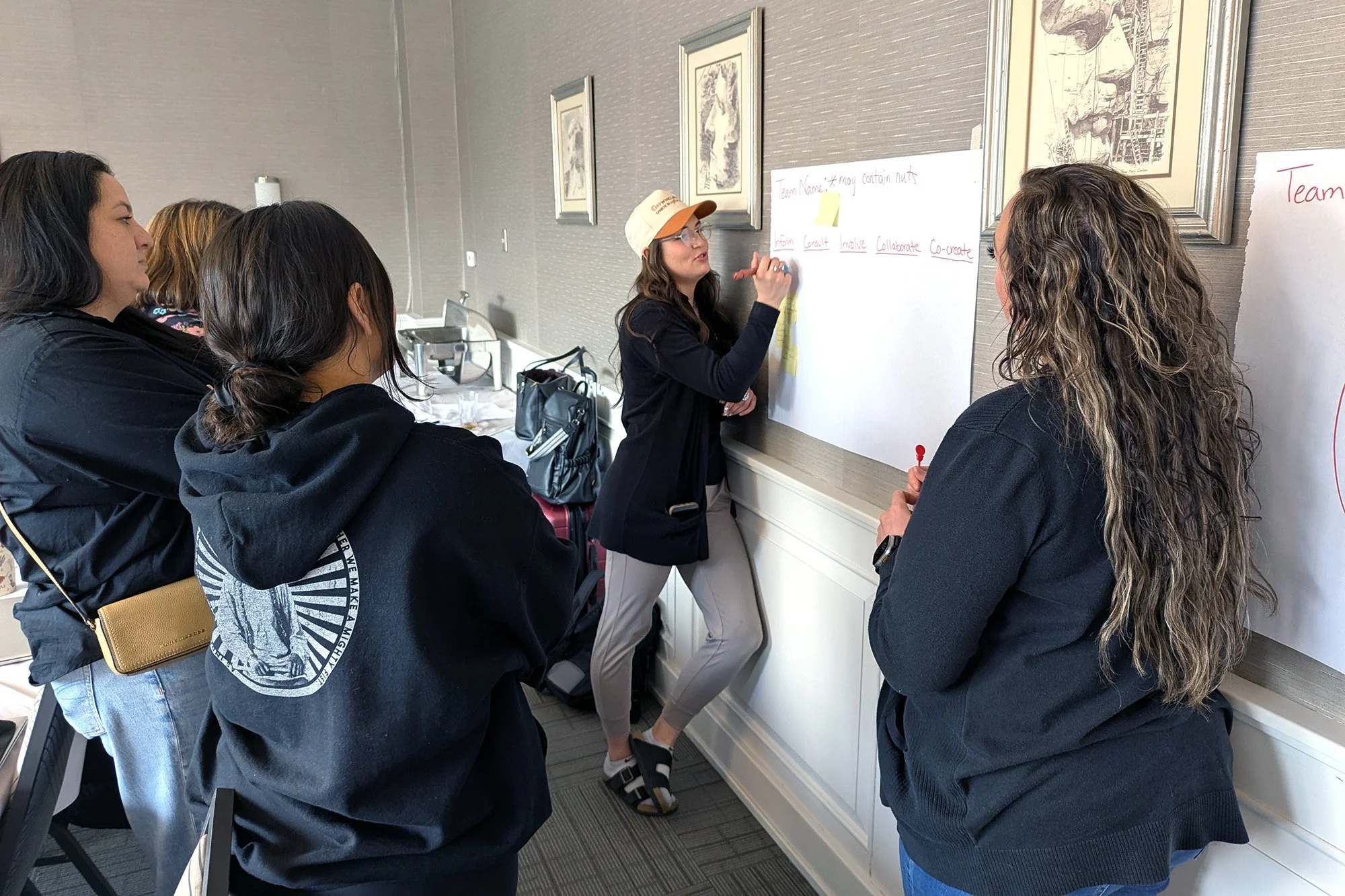 Participants brainstorm ideas during a strategic planning session in Eagle Butte, South Dakota, in 2025.
