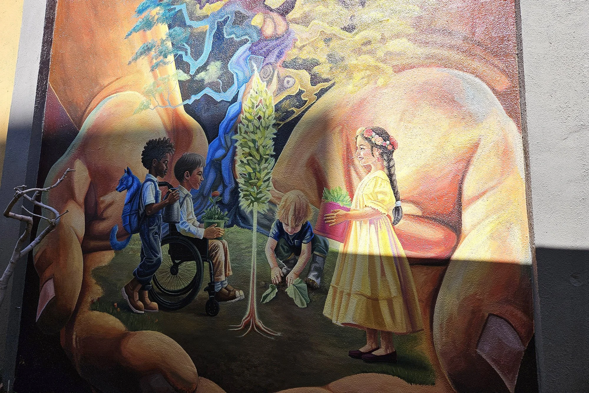 Detail from a wall mural painted by local artist in Monterey County.
