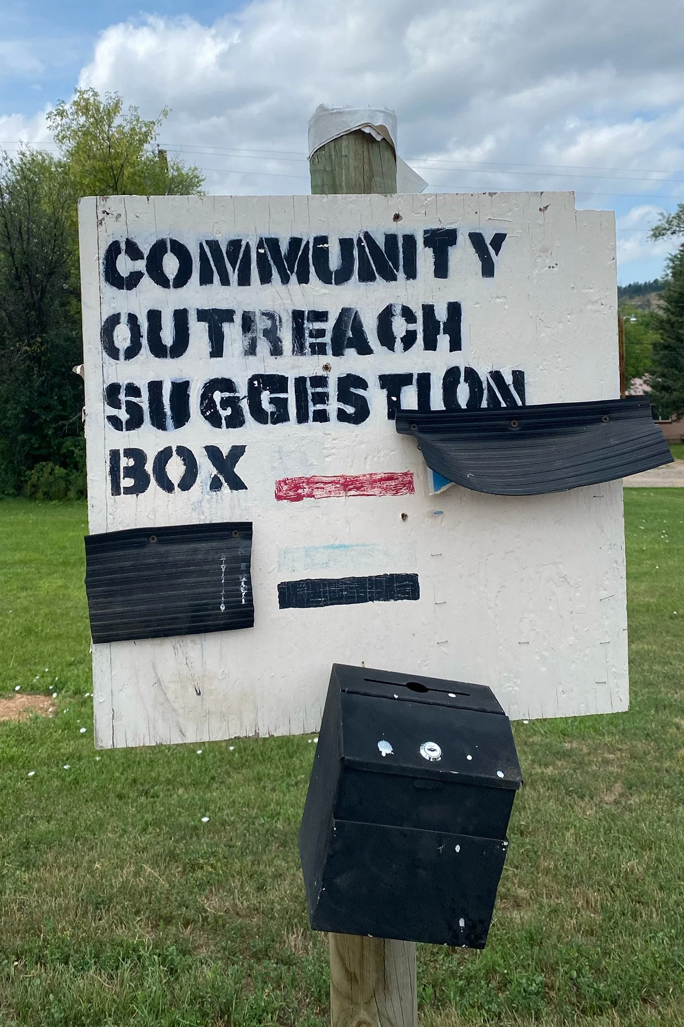 Community outreach suggestion box on the Northern Cheyenne Reservation.