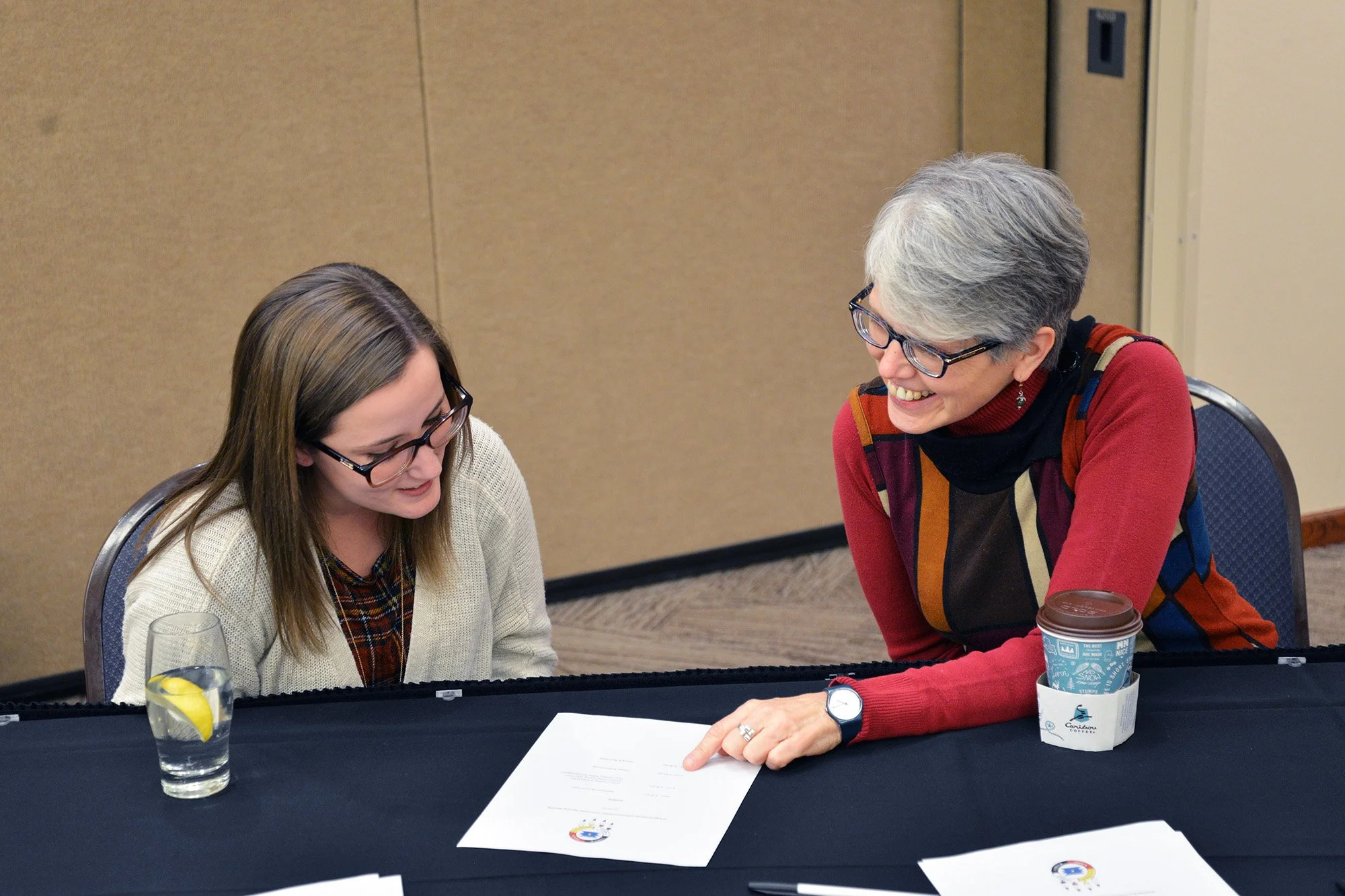 Kara Siegfried and Nora Murphy, two Lower Sioux Tribe employees and key players in the incubator planning process, participate in focus groups.