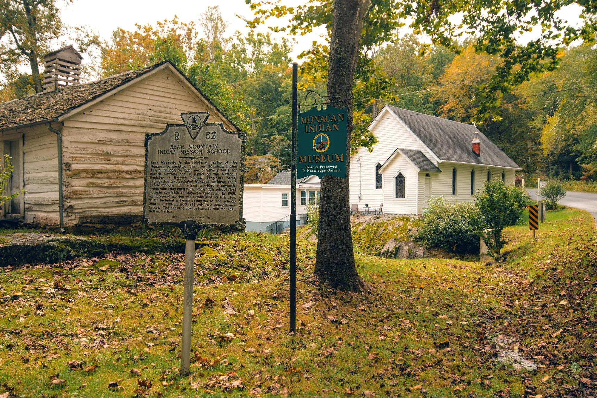 The Monacan school and church at Bear Mountain. Photo courtesy of Brittany Gordon.