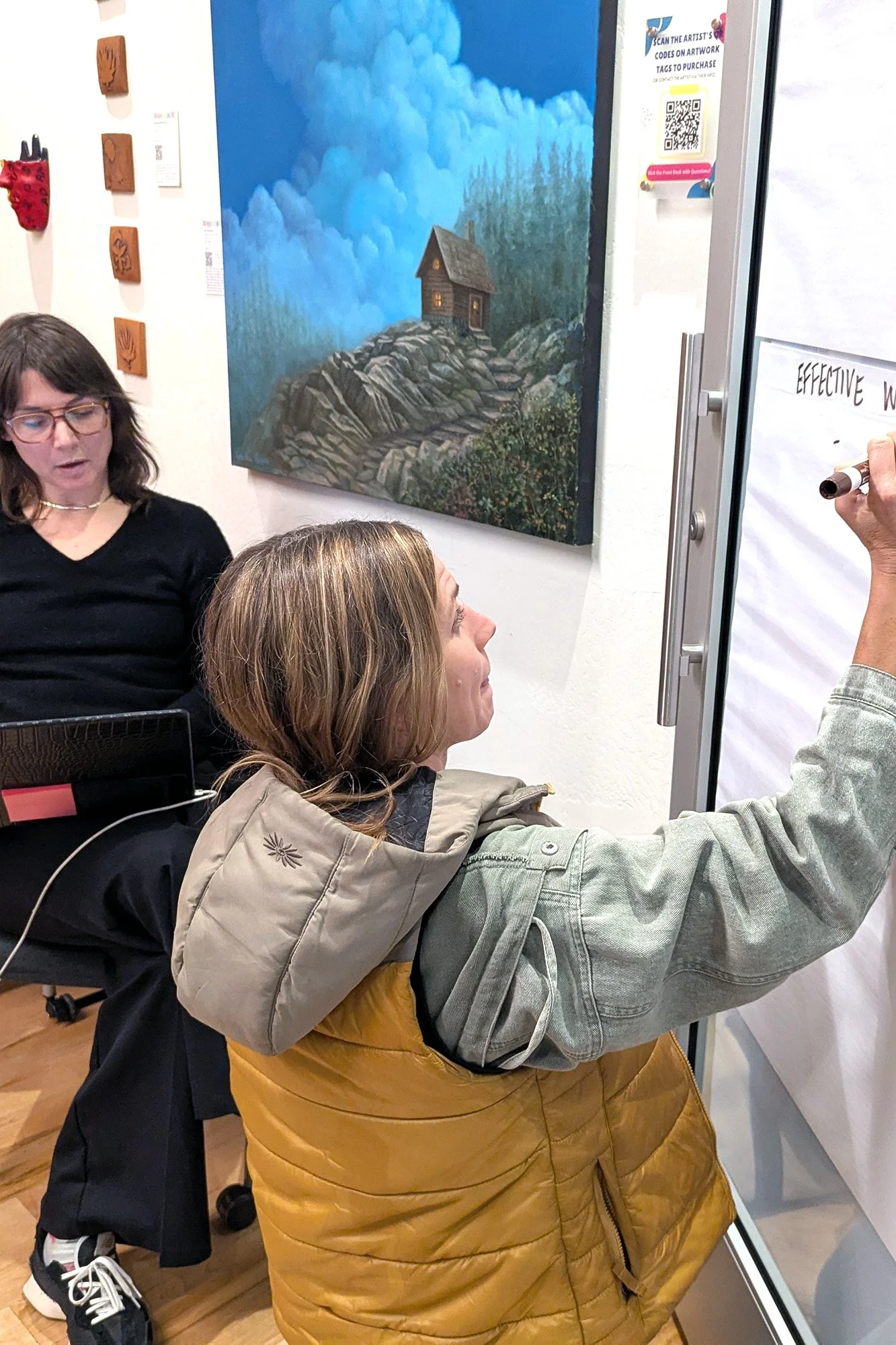 Kayla McCormick (left) and Jill Alban (right) develop communication strategies.