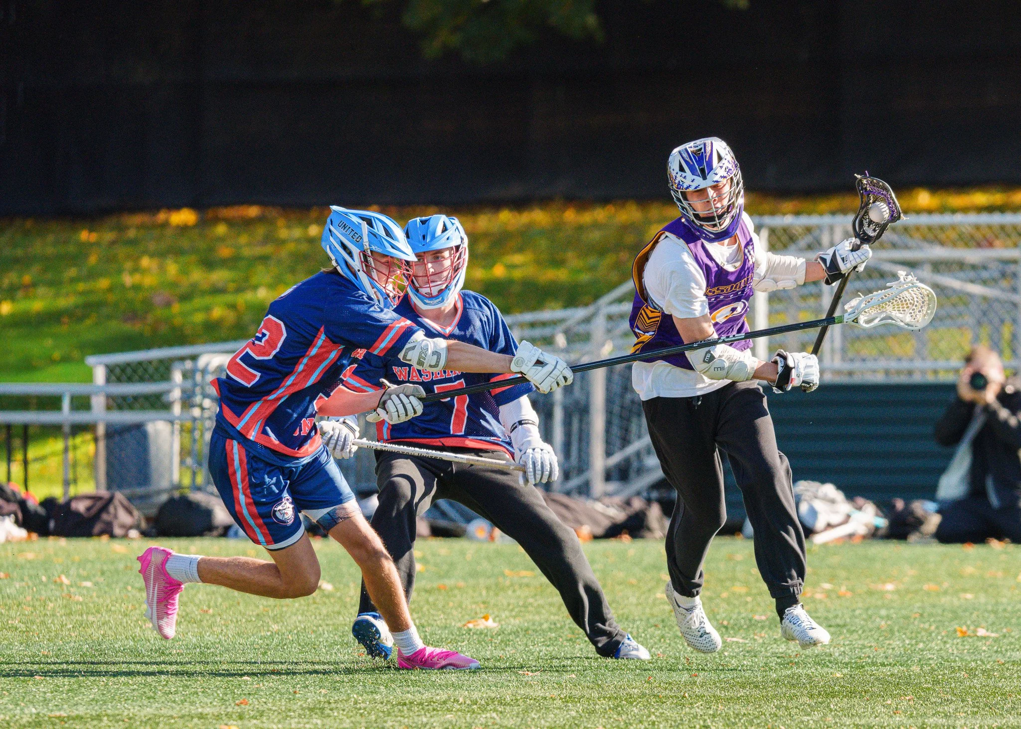 In moments like we're seeing here, I'm really glad I'm not on the field.  That elbow pad is just a bit too short to protect from that check. 😬