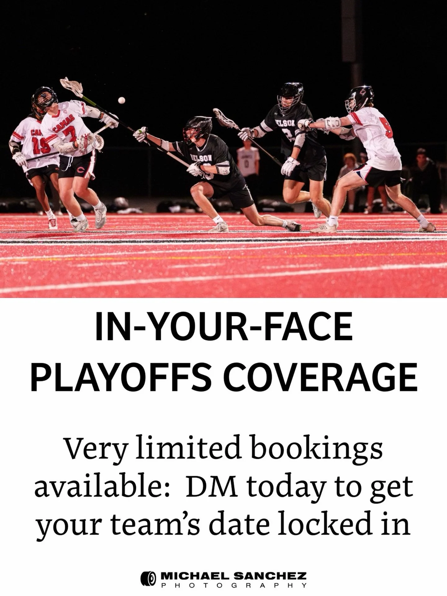 Playoffs start this week, and I know a lot of teams don&rsquo;t yet have their photographic coverage secured.  DM me TODAY to get your team&rsquo;s slot secured.

See you out on the field!