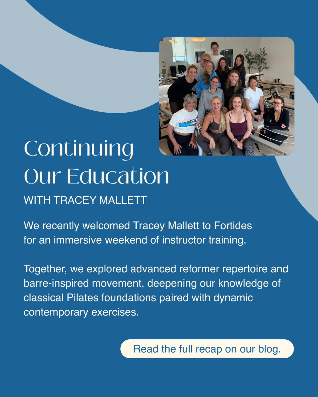 Last month we had the privilege of welcoming @traceymallett to Fortides for an immersive instructor training experience.

Together, we explored advanced reformer repertoire and barre-inspired movement, discovering new ways to build on classical Pilat