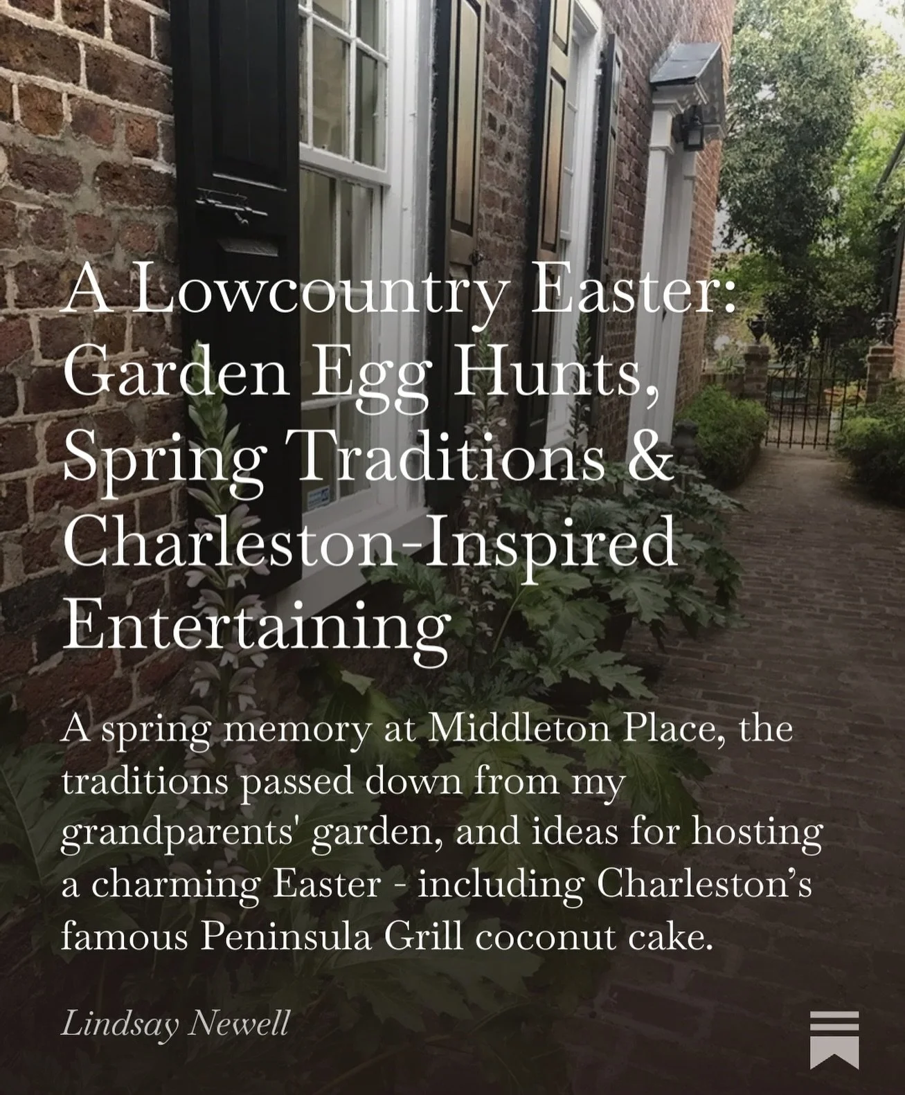 There&rsquo;s something about a Lowcountry spring that stays with you.  Every time I catch the sweet, heady scent of jasmine, I&rsquo;m instantly transported back to Charleston&rsquo;s garden paths and quiet, sunlit afternoons.

In my latest Substack