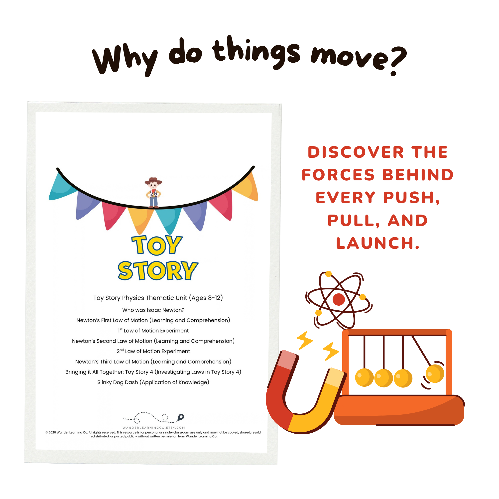 Toy Story Physics Unit Study | Newton's Laws of Motion, Science Experiments & Slinky Dog Dash | Ages 8–12