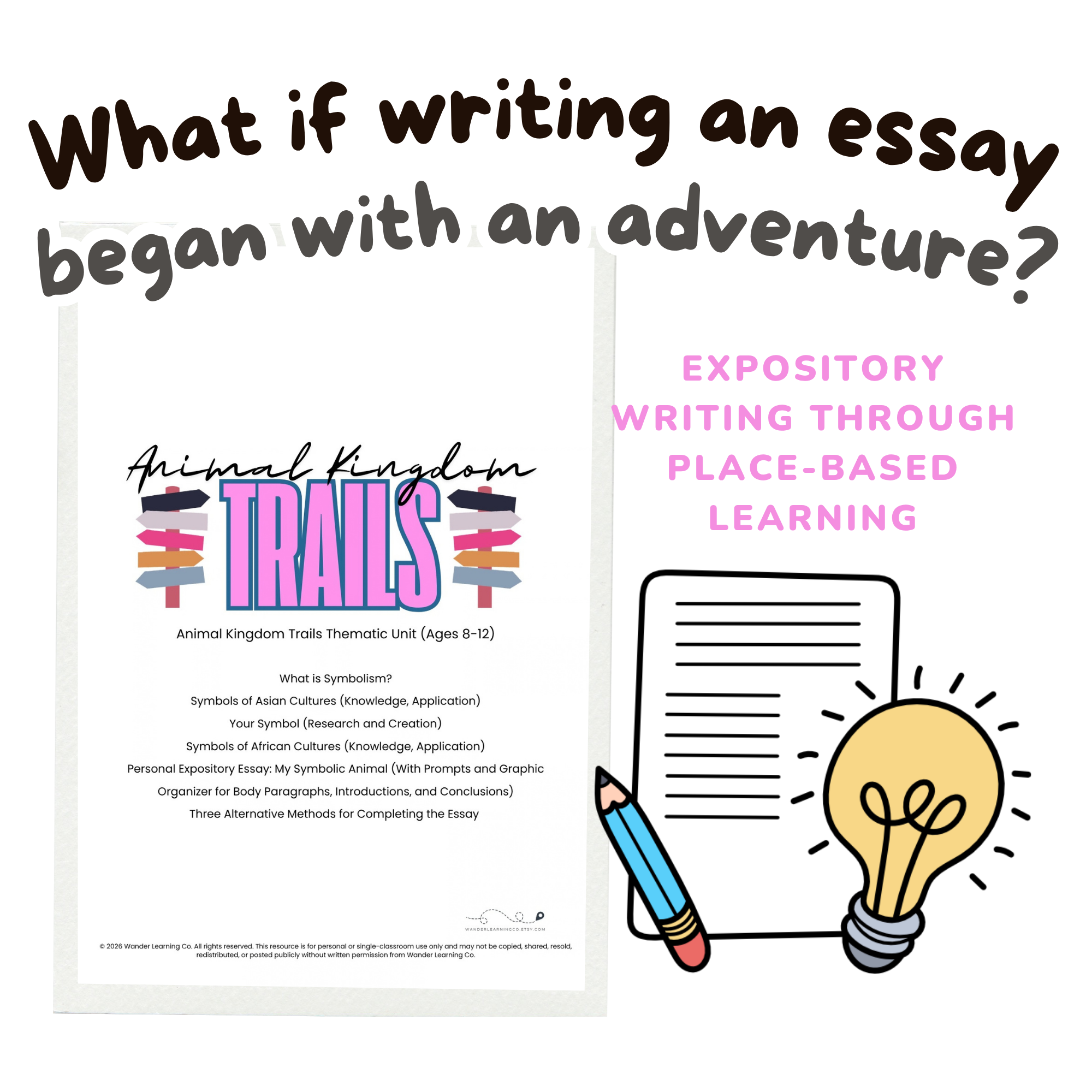 Expository Writing for Reluctant Writers | Animal Kingdom Place-Based Learning Unit | Ages 8–12