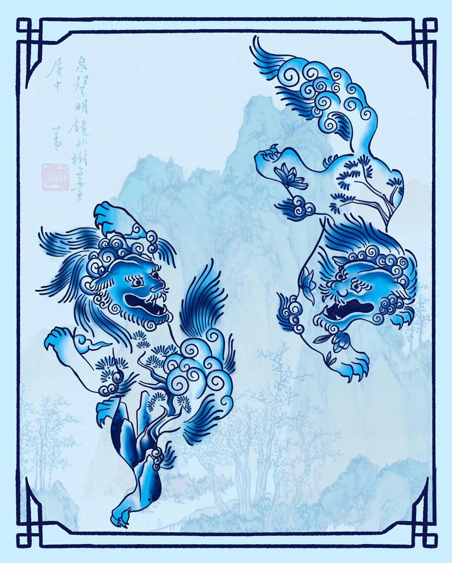 Fu lions come in pairs and are guardians and protectors. These two designs can be tattooed separately but I’ll do ya a deal if you get both. They’re one offs but I’m happy to adorn them with different scenes or patterns if you&rsquo