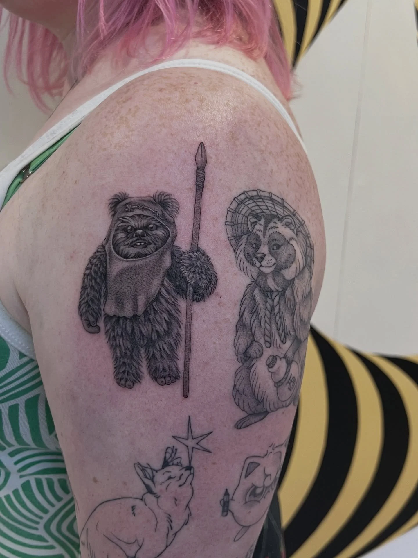 2 x adorable weirdos for Melissa. Thanks so much for letting me tattoo a Star Wars tattoo on you and for picking one of my Derpy flashes too! 
@buttercattattoo 
#starwars #ewok #ewoktattoo #wellingtontattooartist #nztattooartist #tattooart #derpyta