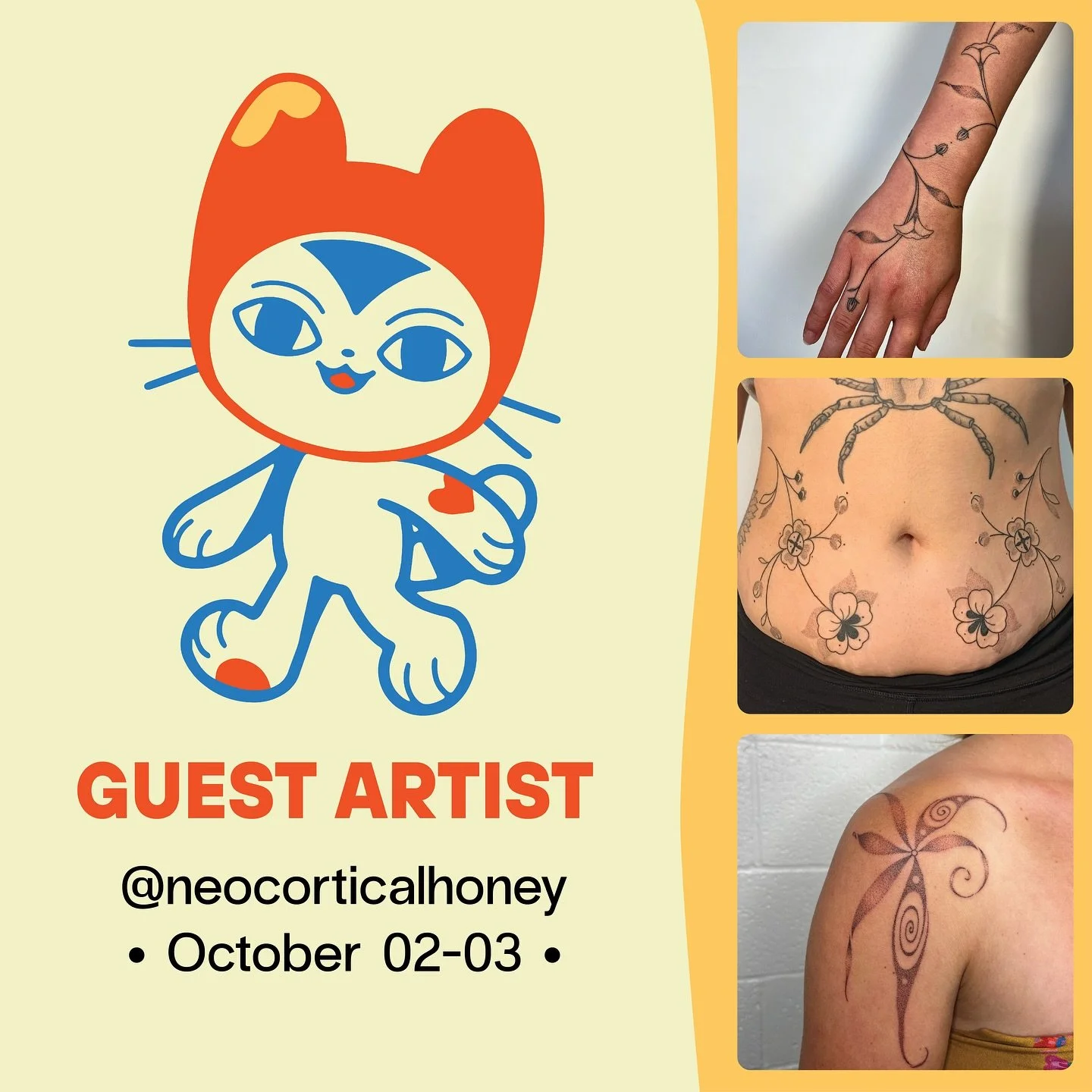&bull;GUEST ARTIST&bull; October 02-03

Em (@neocorticalhoney) will be guesting with us in October for 2 days! She is already fully booked this time but be sure to catch her when she&rsquo;s in Wellington again.

Contact her directly via email for bo