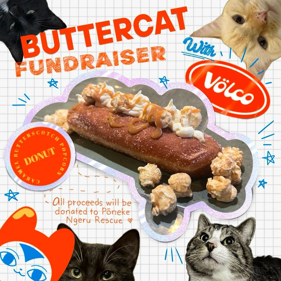 A Buttercat flash day isn&rsquo;t complete without a collab with a local fave! ⭐️

We will have some special custom donuts made by @volcodoughclub for you to purchase on the day! These are CARAMEL BUTTERSCOTCH POPCORN DONUTS (um omg??) and all procee