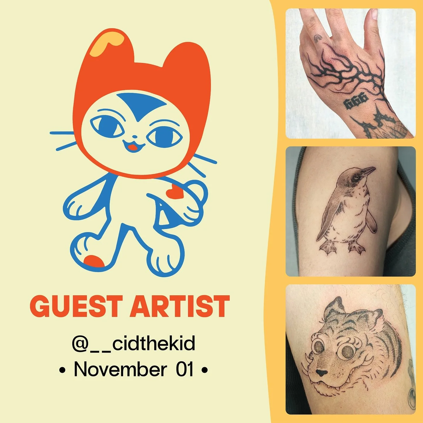 &bull;GUEST ARTIST&bull; November 01

The lovely Mika (@__cidthekid) will be guesting with us in November! Check out her flash on her Instagram!

Contact her directly via Instagram for bookings and enquiries.

#wellingtontattoo #nztattoo #guestartist