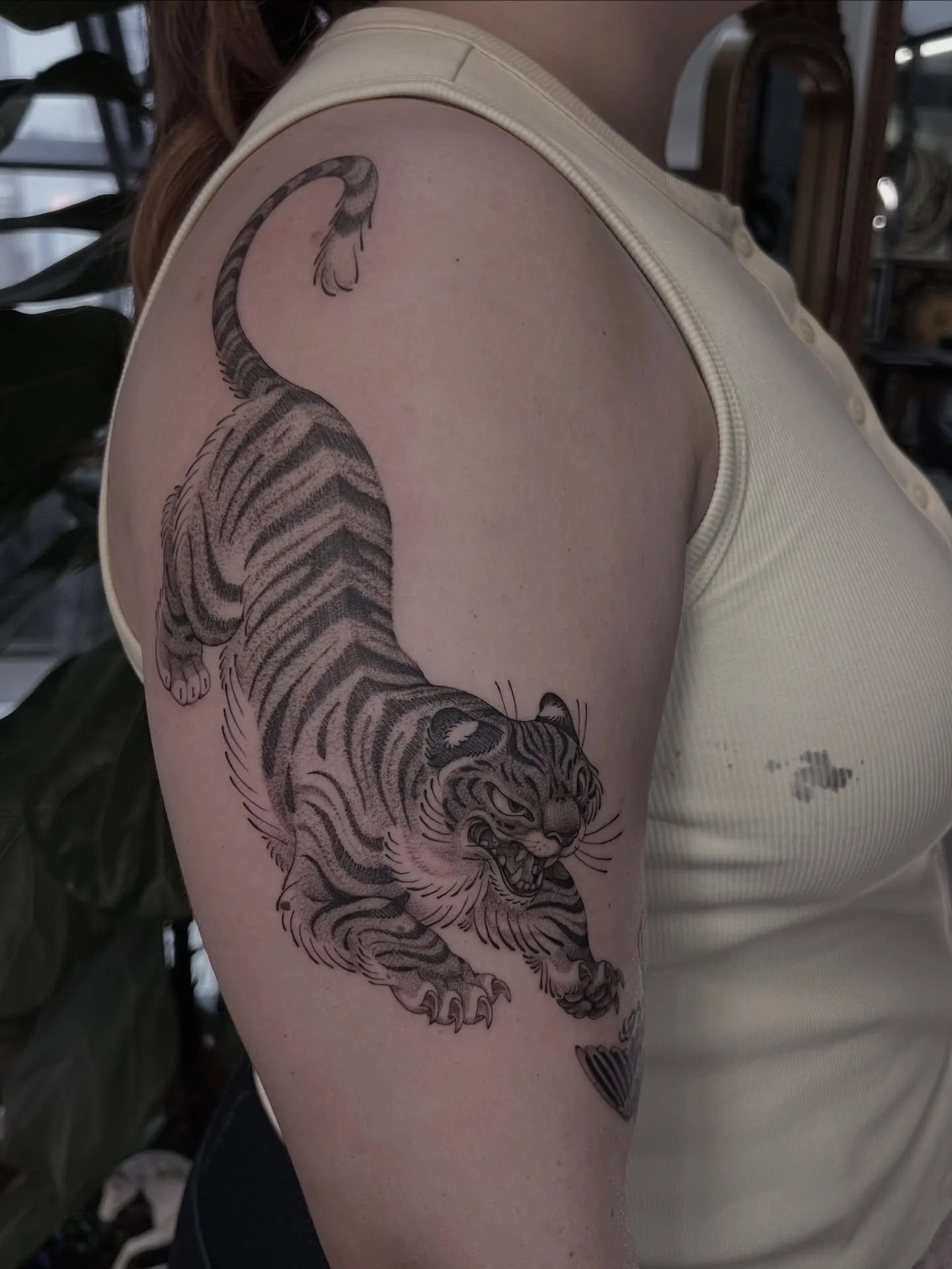 Tiger chasing a sparrow ✨
Thanks so much for bringing me this fun idea and for coming from SG to get tattooed 🫶🫶
Done @buttercattattoo 
DM or email via link in bio to book in.
#wellingtontattooartist #nztattooartist #tigertattoo #tiger #sparrow